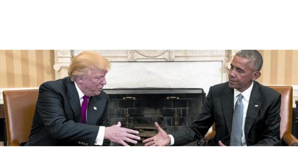 El presidente Obama recibe a su sucesor, Donald Trump, en la Casa Blanca-EFE / MICHAEL REYNOLDS