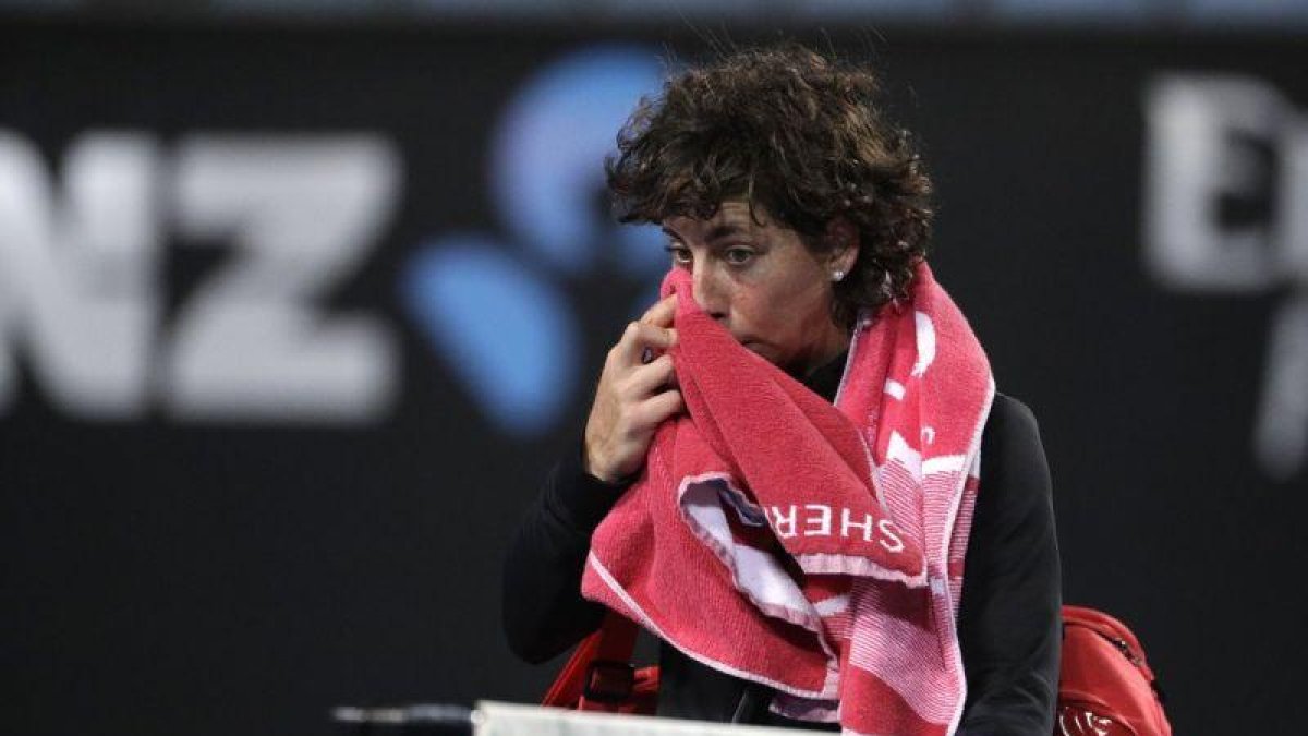 Carla Suárez, tras perder.-AP