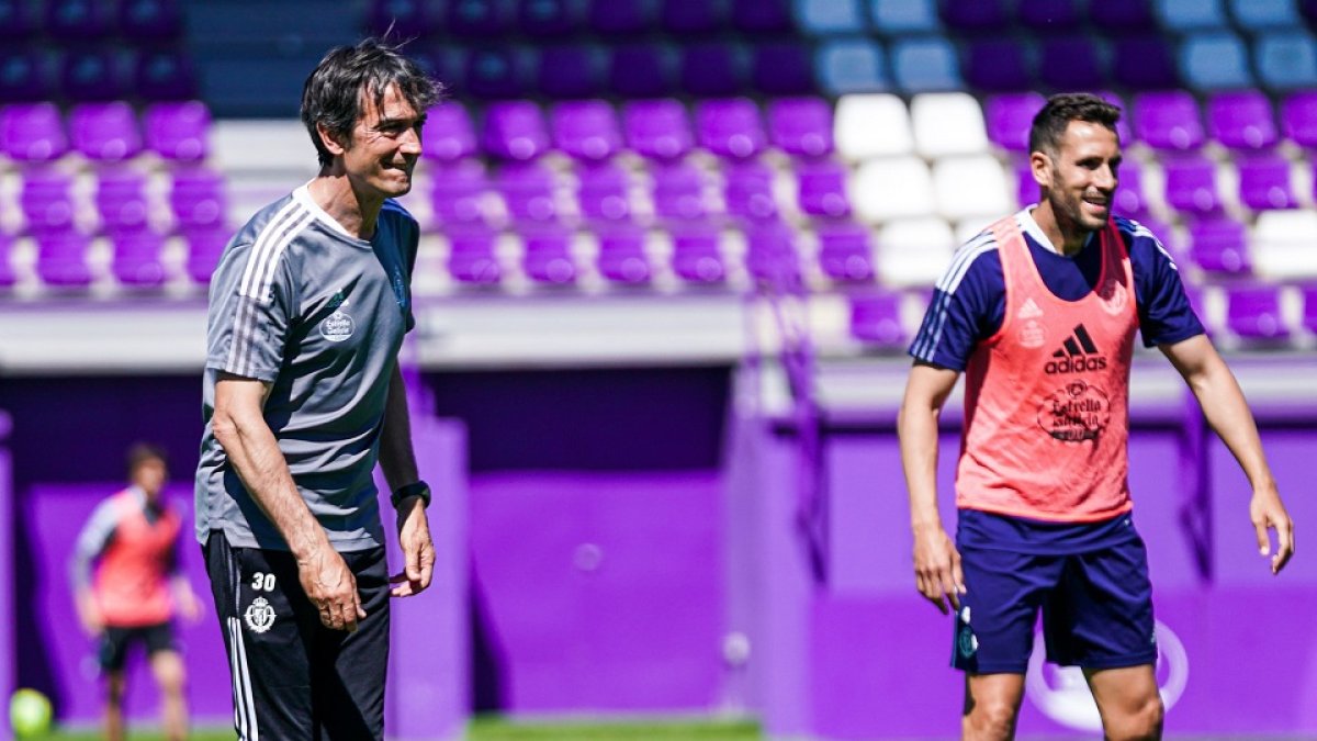 Pacheta en el último entrenamiento del Real Valladolid. / IÑAKI SOLA / RVCF