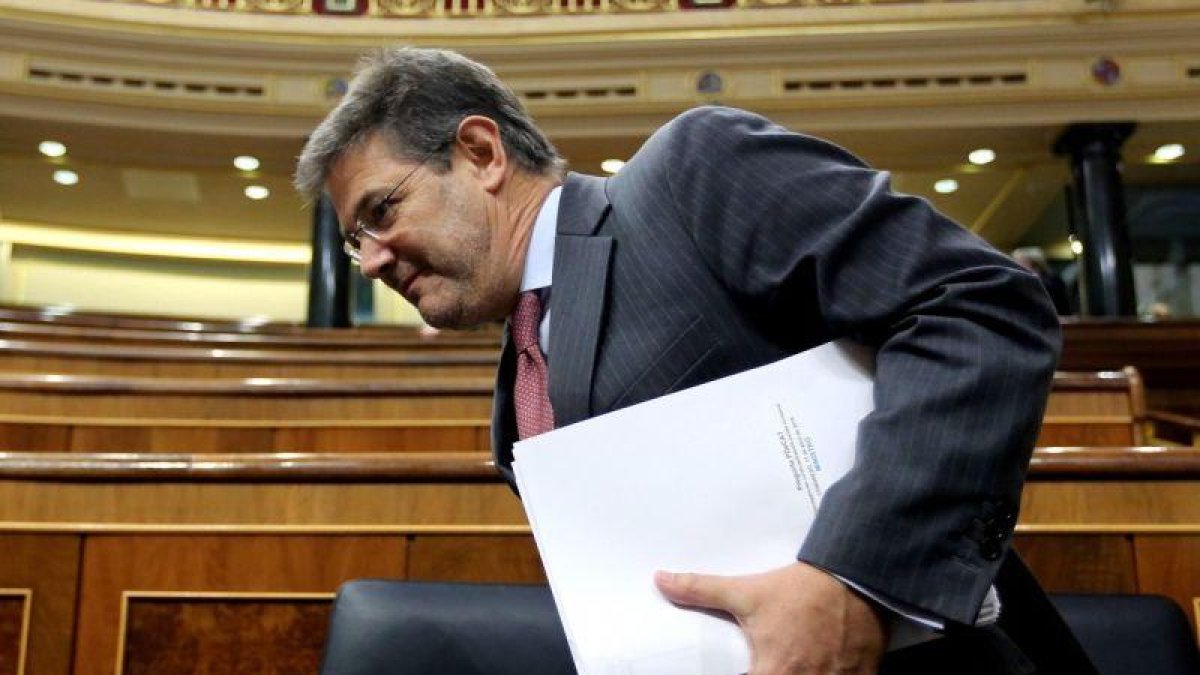 El ministro de Justicia, Rafael Catalá, durante la sesión de control al Gobierno en el Congreso.-JUAN MANUEL PRATS
