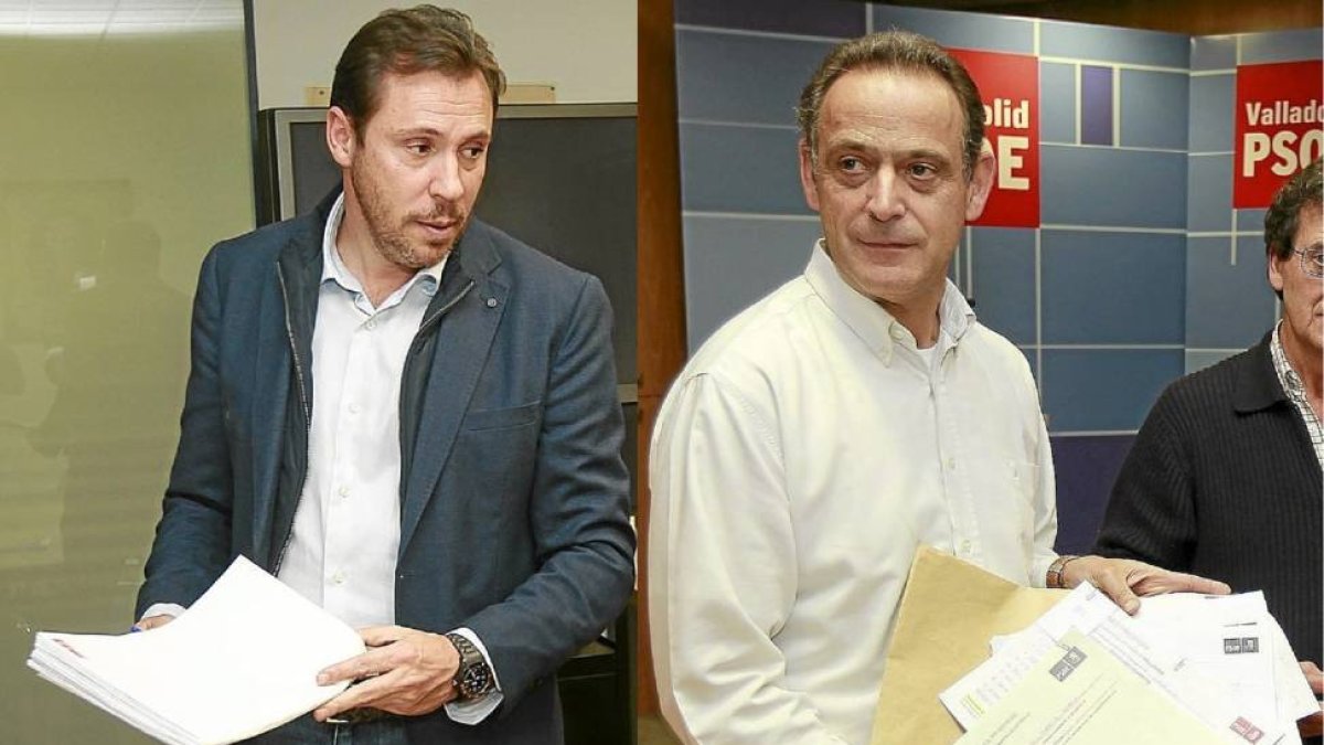 Puente presenta sus avales en la sede del PSOE y Vadillo, con los papeles en la mano, hace lo propio-J.M.Lostau