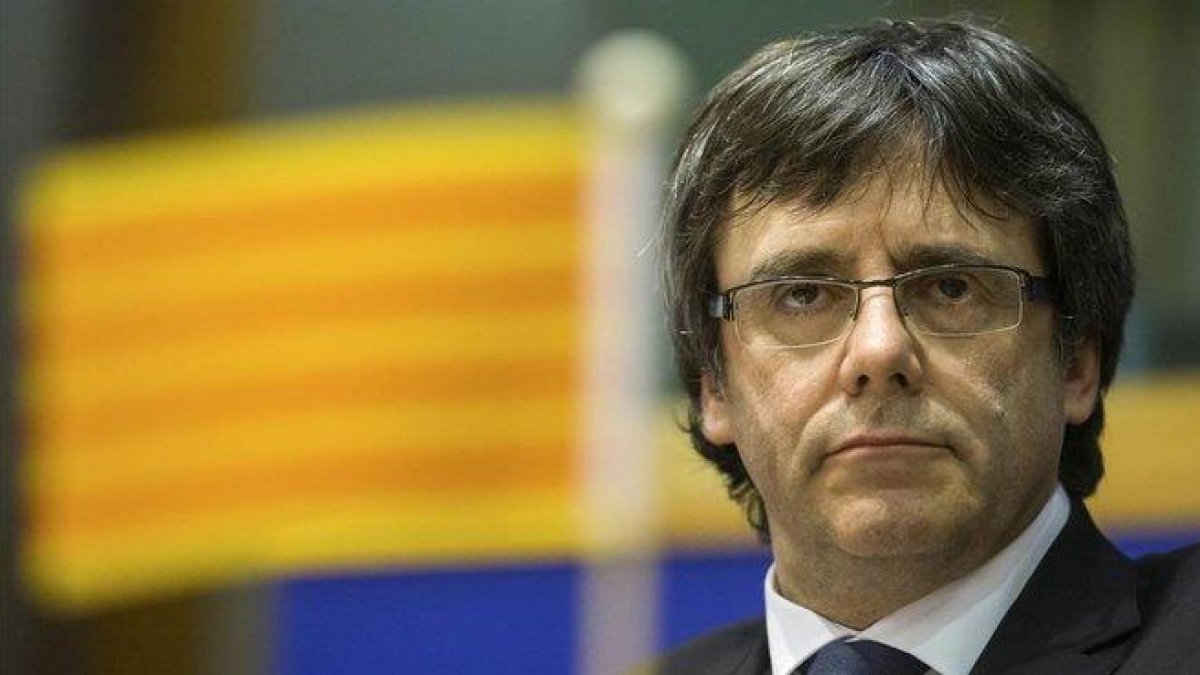 Puigdemont, durante su comparecencia en el Parlamento Europeo.-EFE / STEPHANIE LECOCQ