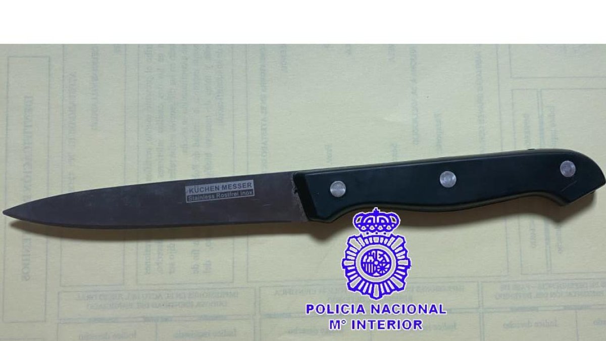 Arma blanca intervenida en la detención