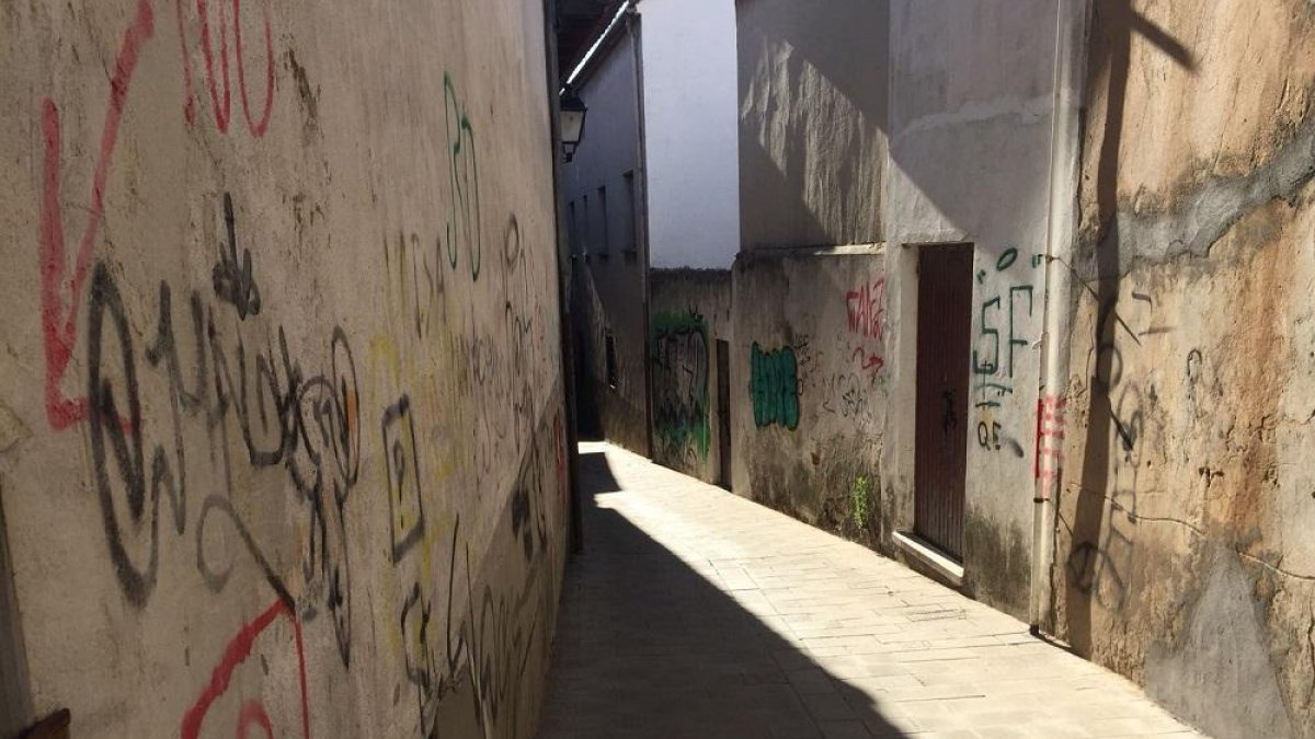 Pintadas en las viviendas del casco histórico de Peñafiel.-EL MUNDO