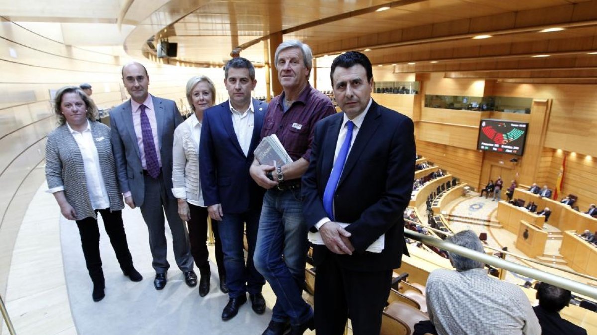 (I aD) La alcaldesa de Vinuesa, Asunción Medrano, el alcalde de Agreda, Jesús Manuel Alonso, la candidata al senado por Soria María Izigoyen, el candidato al congreso por Soria, Javier Antón, el alcalde de San Pedro de Manrique. Jesús Hernández y el diput-ICAL