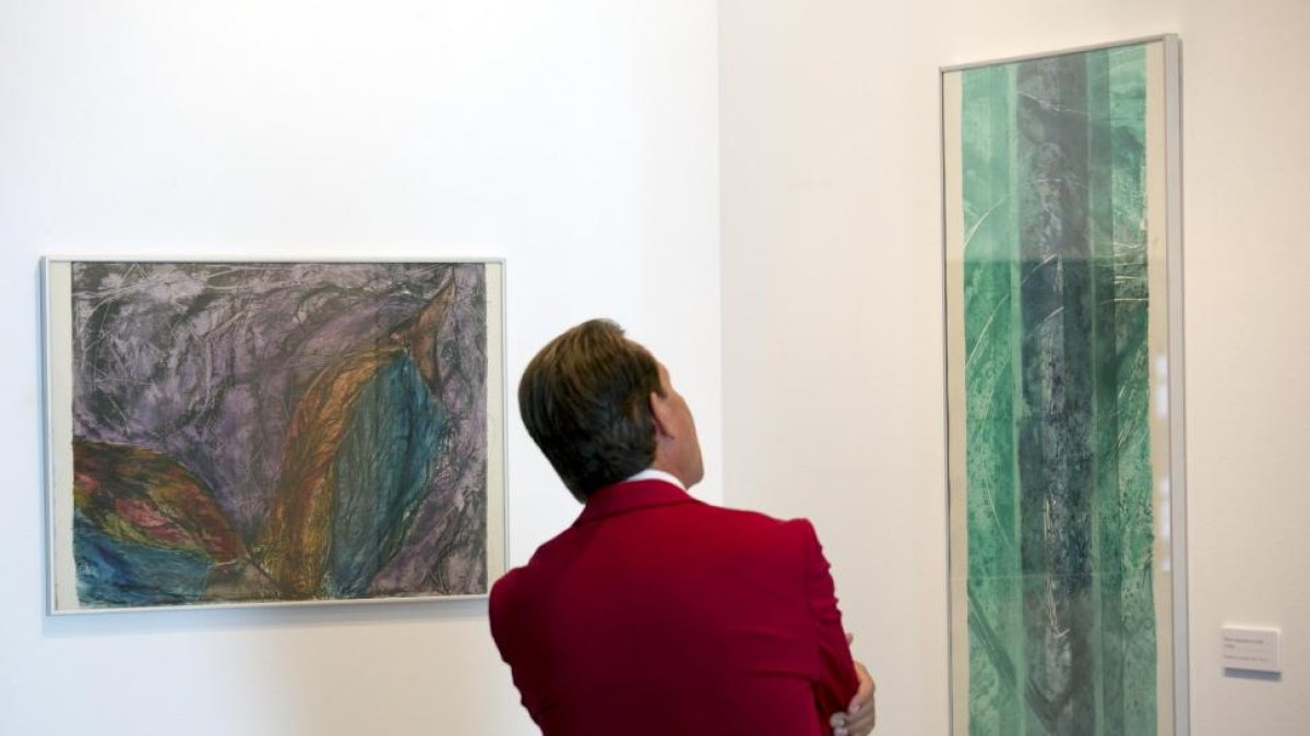 Presentación de la exposición `Experimental´ de la pintora Ana Ontiyuelo, que permanecerá expuesta en la sala La Salina de la Diputación de Salamanca.-ICAL