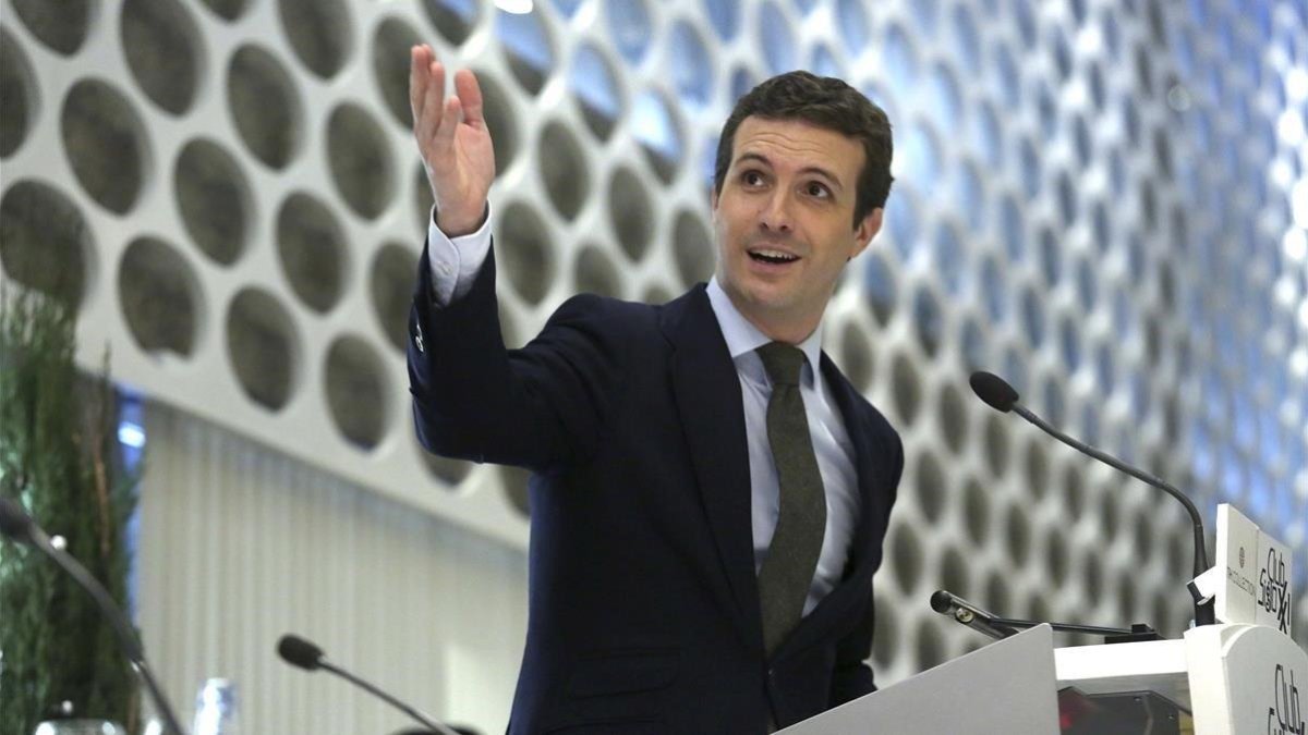 El presidente del PP, Pablo Casado, en Club Siglo XXI-DAVID CASTRO