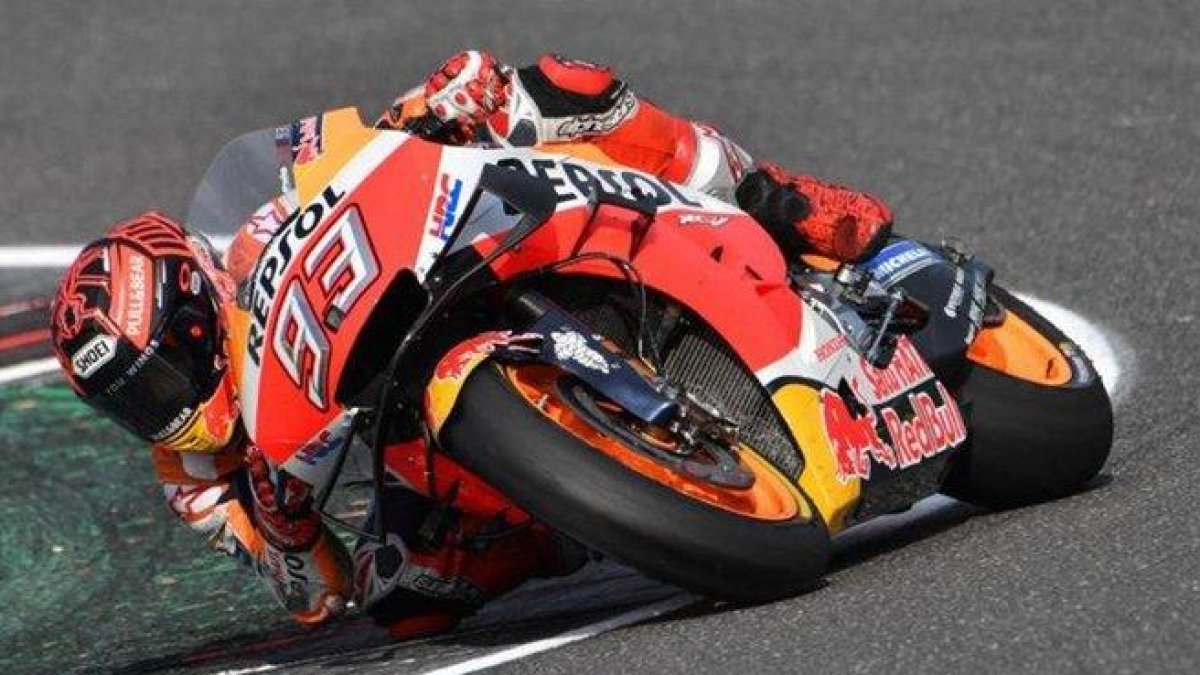 Marc Márquez y su Honda, en el reciente test de Misano (Italia).-HONDA MEDIA