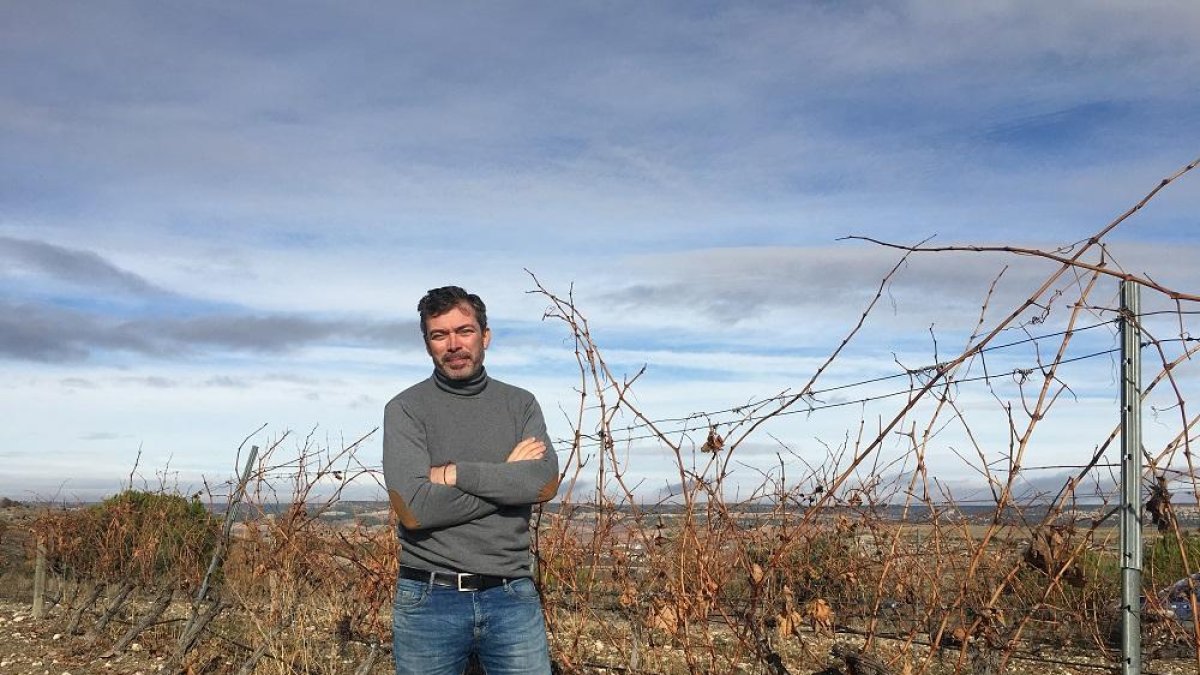 César Arranz en la finca de 27 hectáreas de viñedo propio de ‘3 Ases’.-H. MARTÍN
