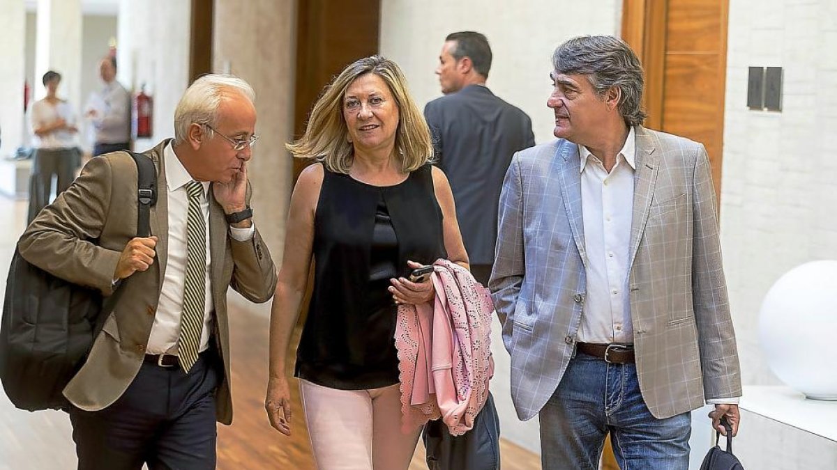 La consejera de Economía y Hacienda, Pilar del Olmo, ayer en el pasillo de las Cortes .-ICAL
