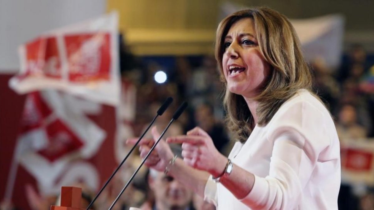 Susana Díaz, durante el acto de presentación de su candidatura, el pasado 26 de marzo.-JUAN MANUEL PRATS
