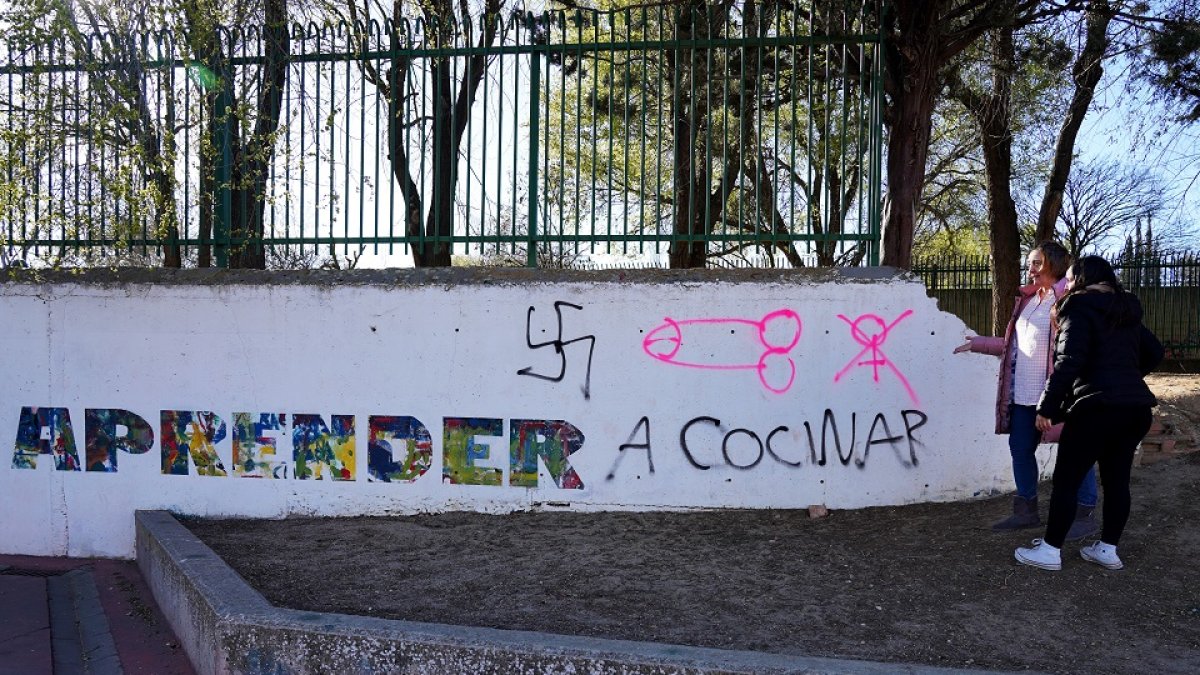 Pintadas de esvásticas y penes en las instalaciones del CEIP Teresa Íñigo de Toro de Valladolid.- ICAL