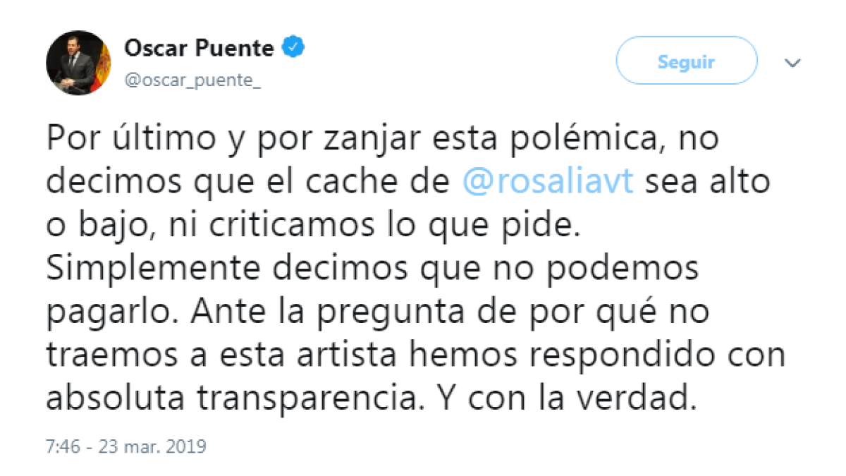 Captura del Twitter de Óscar Puente-TWITTER