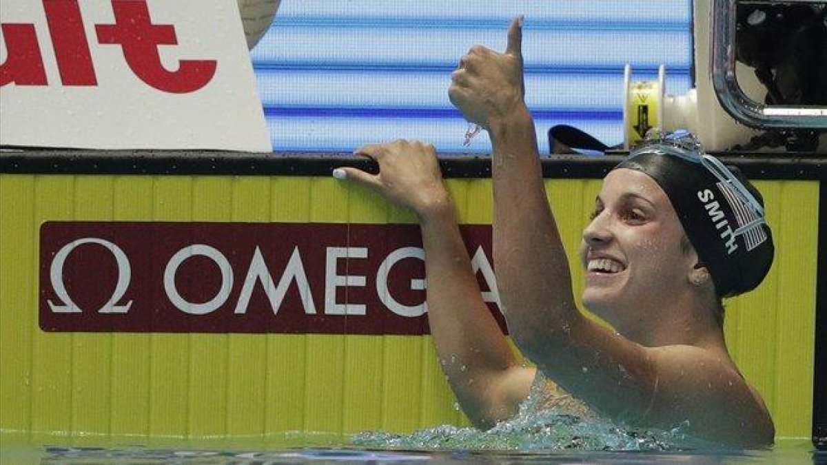 Regan Smith, tras imponerse y marca récord mundial en 200 espaldas en Gwangju.-