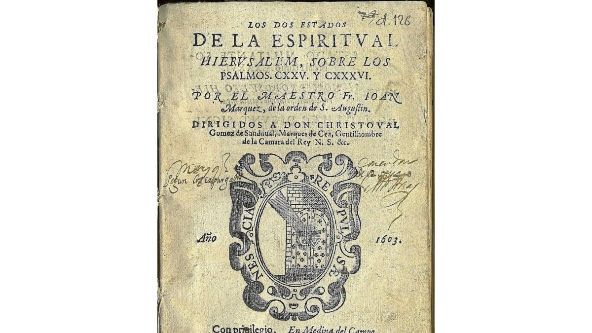 Portada del libro de Fray Juan Márquez, impreso en Medina en 1603-El Mundo