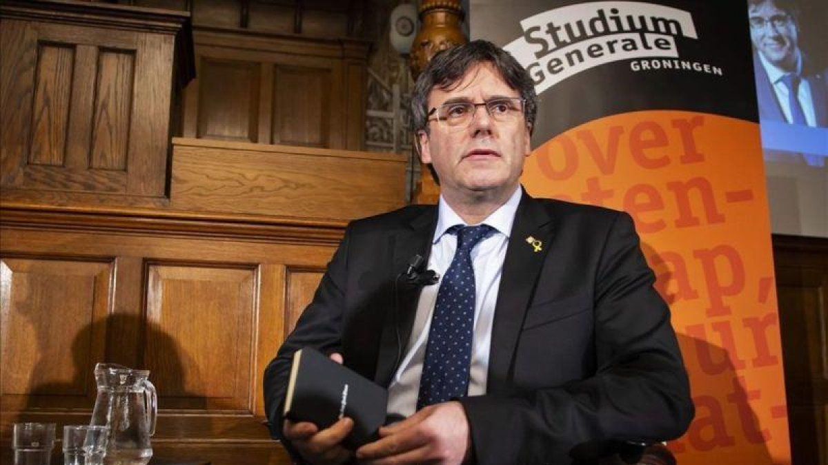 Puigdemont, en un coloquio de la Universidad de Groninga.-NJO DE HAAN (AFP)
