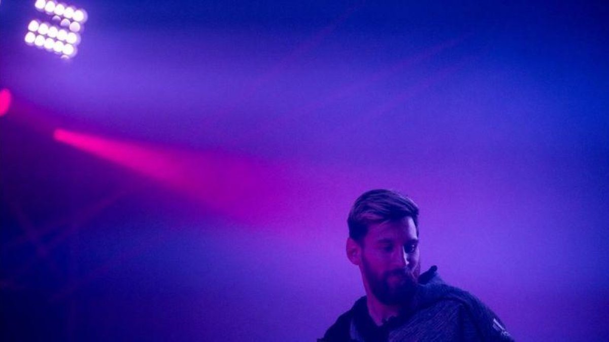 Messi, en un acto publicitario en la Fira de Barcelona.-JORDI COTRINA