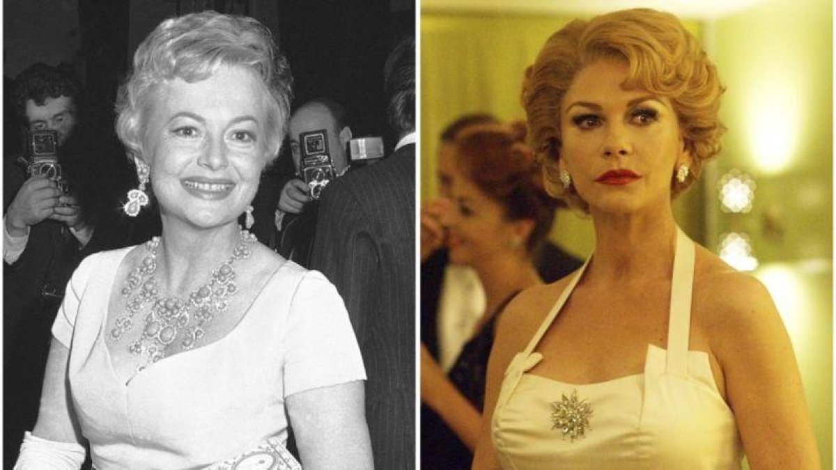 Olivia de Havilland y Catherine Zeta-Jones, que la interpreta en la serie Feud.-AP