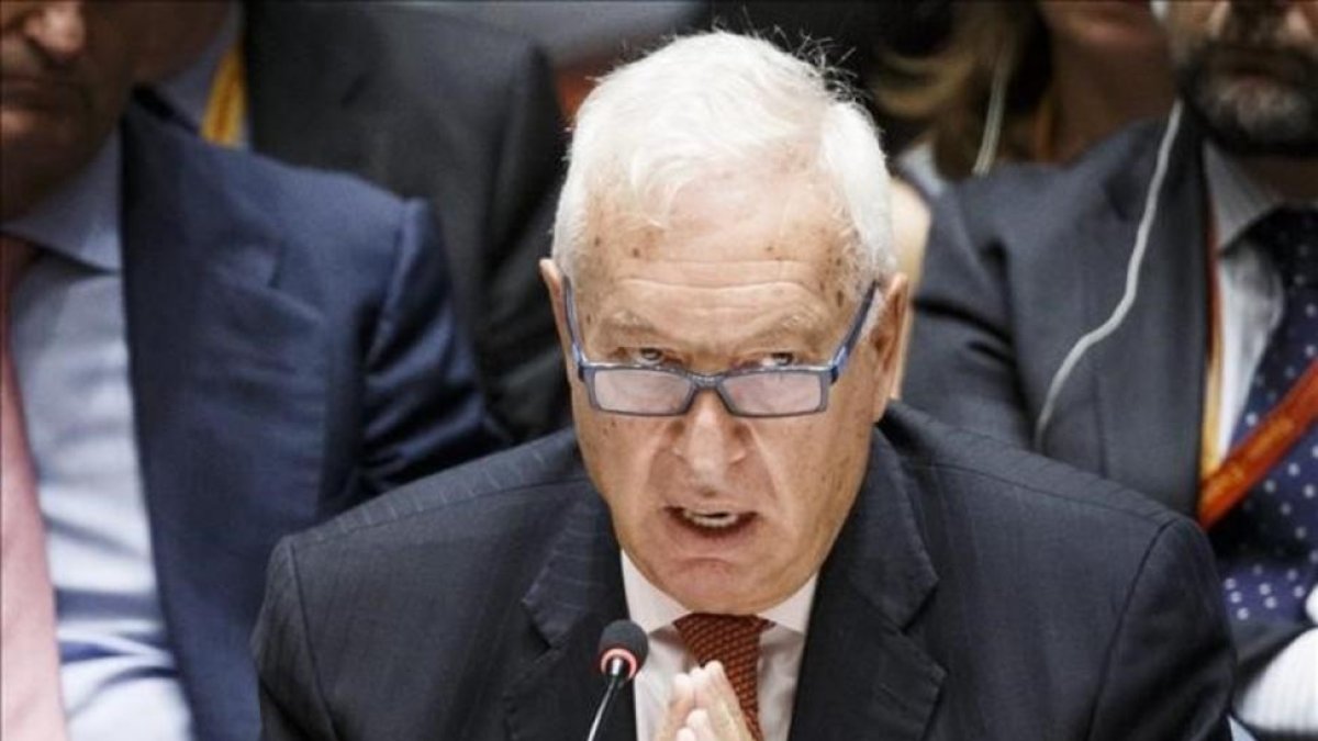 El ministro de Exteriores, José Manuel García-Margallo, interviene en la Asamblea General de la ONU, en Nueva York.-EFE / JUSTIN LANE