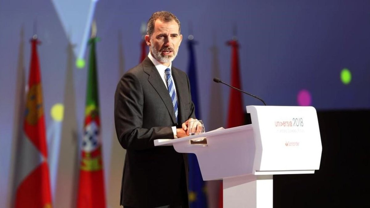 El Rey Felipe VI durante su intervencion en el IV Encuentro Internacional de Rectores. /-JMGARCIA