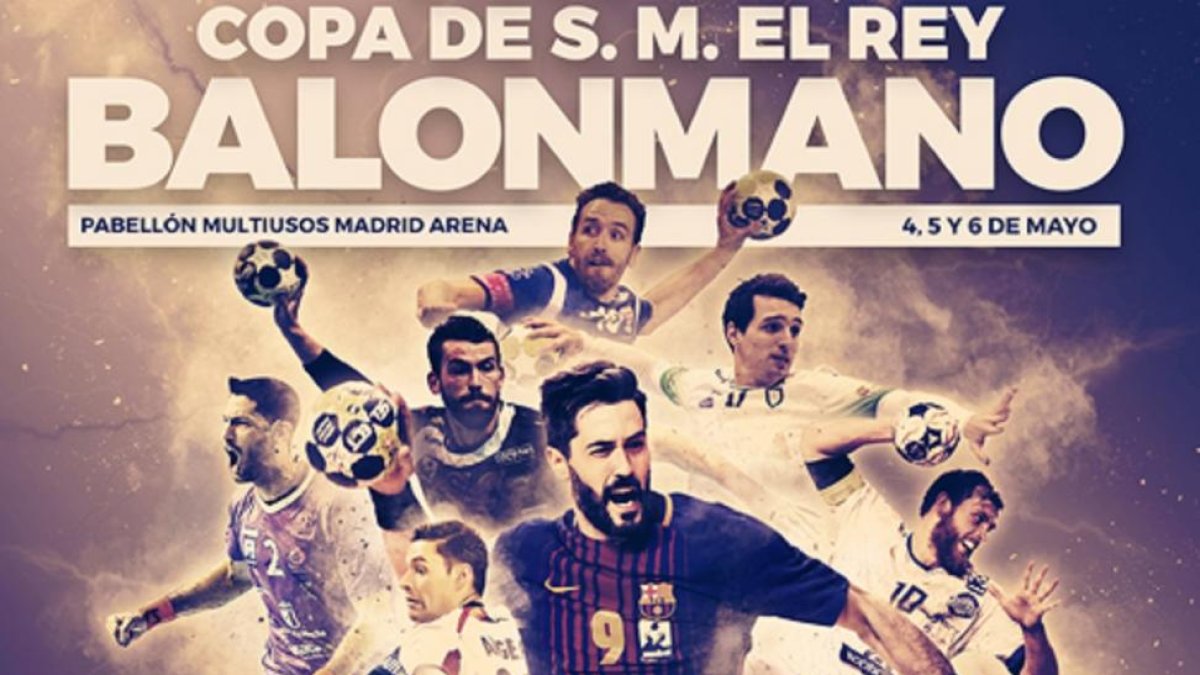 Cartel de la Final8 de la Copa del Rey con la imagen de Fernando de protagonista arriba.-ASOBAL