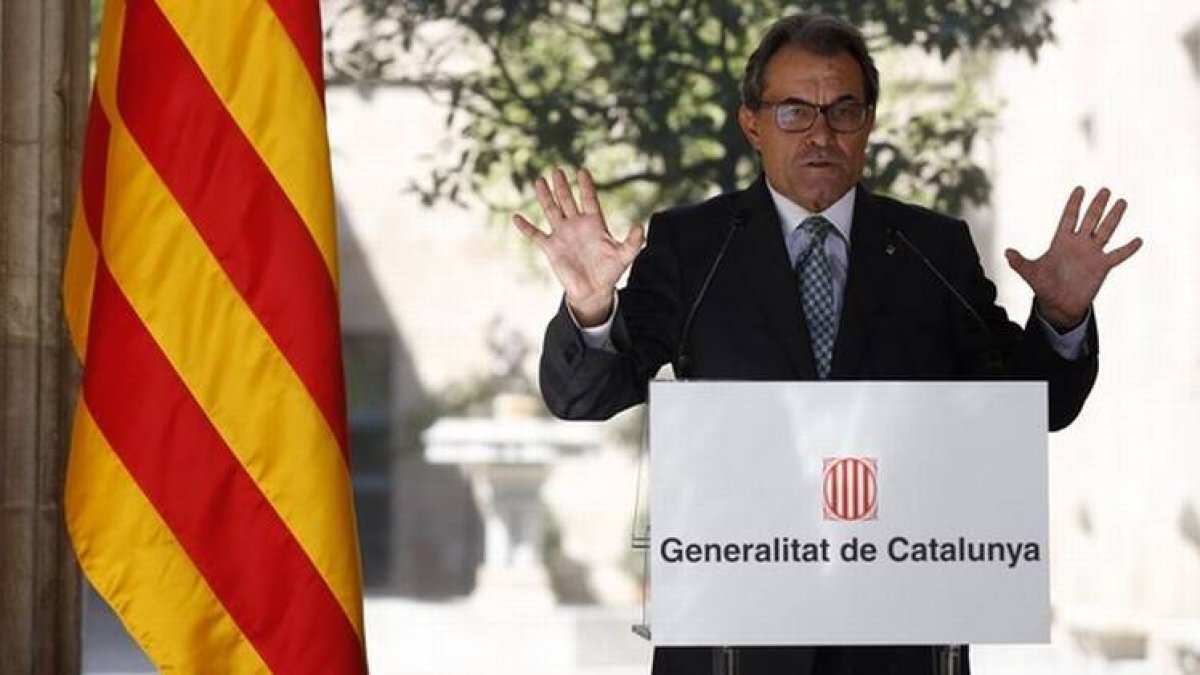El 'president' Mas durante la comparecencia de este viernes-Foto: ALBERT BERTRAN