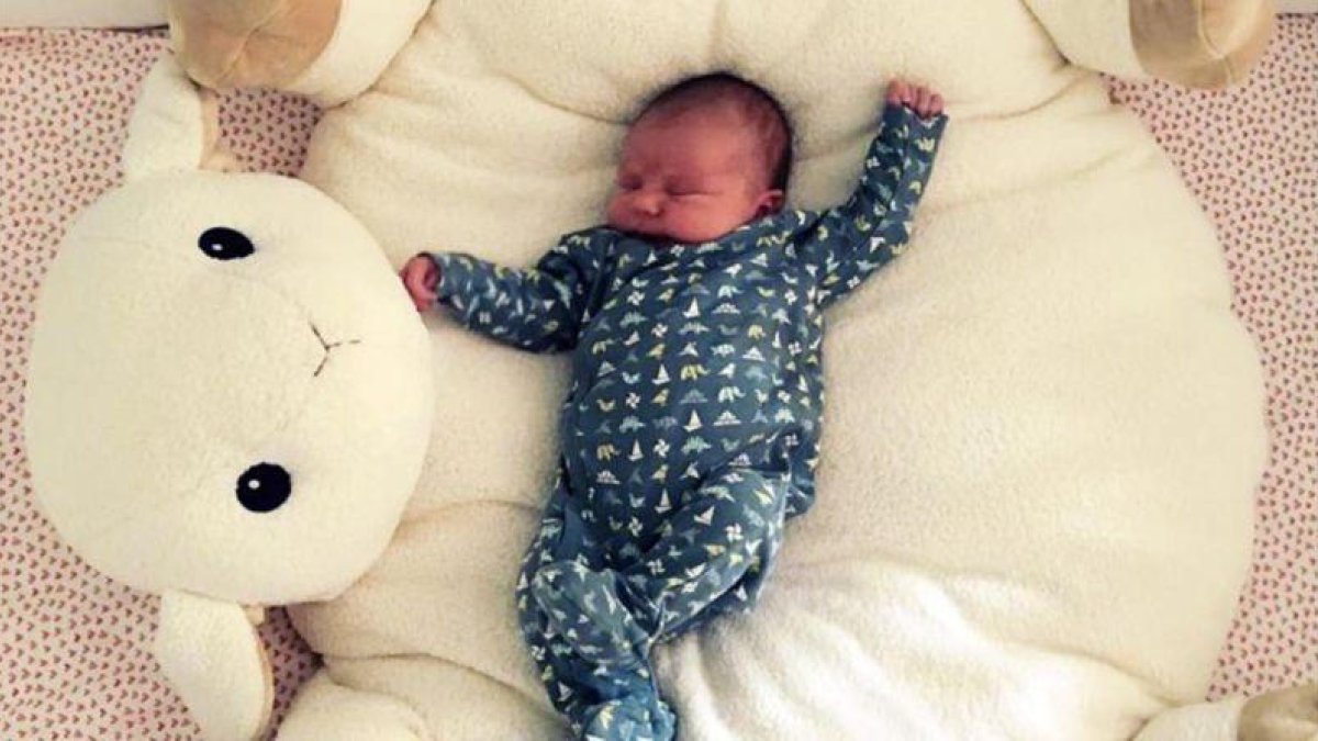 En la instantánea que ha publicado Olivia Wilde en Instagram, se puede ver a su segunda hija, Daisy Josephine, durmiendo sobre un gracioso colchón en forma de oveja.-INSTAGRAM