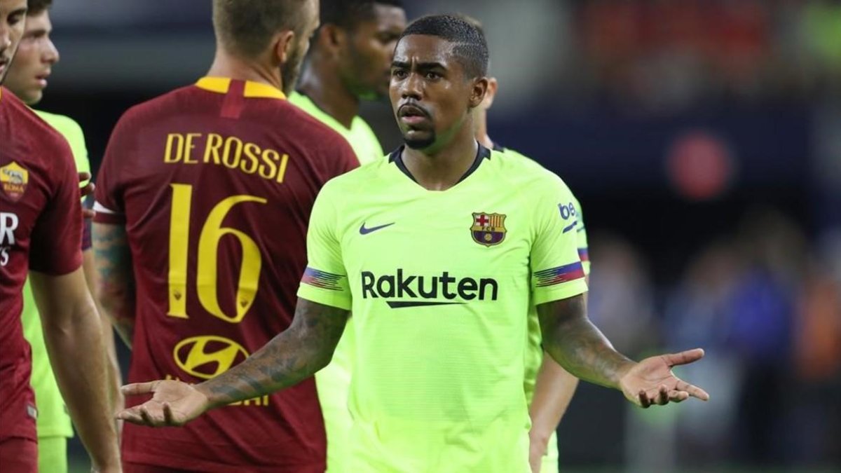 Malcom, autor del 2-1, durante el partido ante el Roma. /-MATTHEW EMMONS