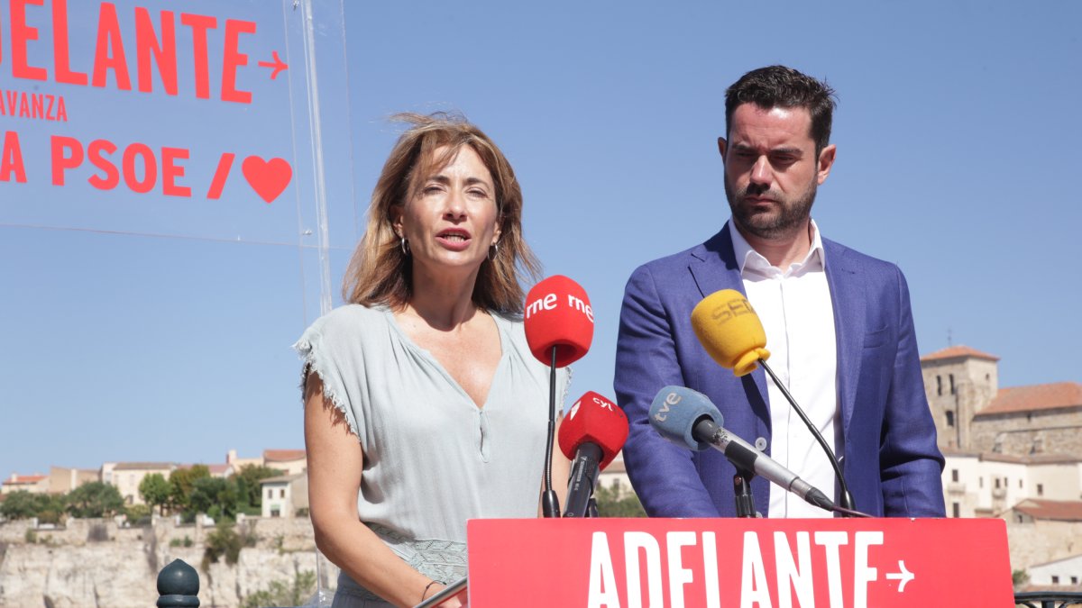 La ministra Raquel Sánchez, este lunes en Zamora donde anunció el AVLO para la capital zamorana.-ICAL