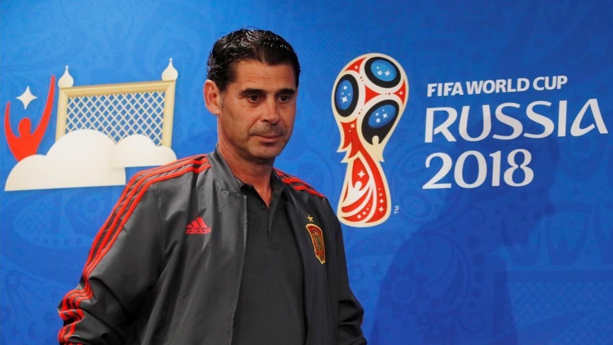 Hierro, en la conferencia de prensa que ofreció en el estadio Luzhniki de Moscú.-MAXIM SHEMETOV