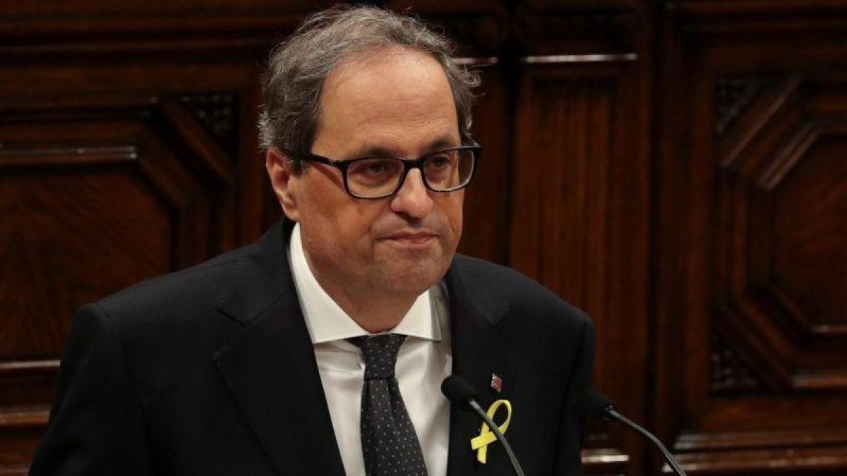 Quim Torra durante su discurso ante los diputados.-ALBERT GEA (REUTERS)