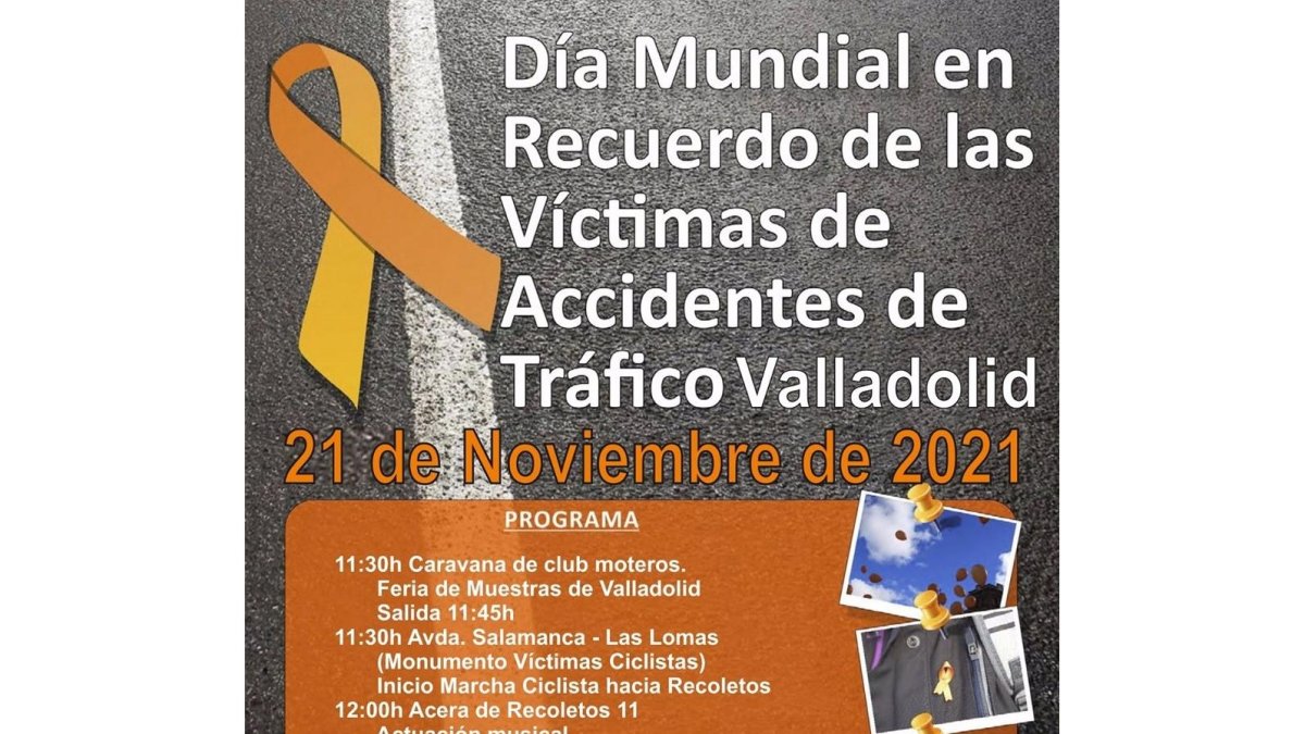 Cartel de la celebración en Valladolid del Día Mundial en recuerdo de las víctimas de accidentes de tráfico. - EUROPA PRESS