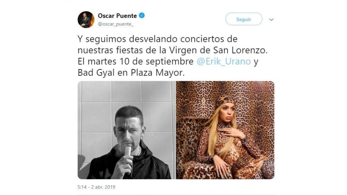 Tweet de Oscar Puente.-Twitter