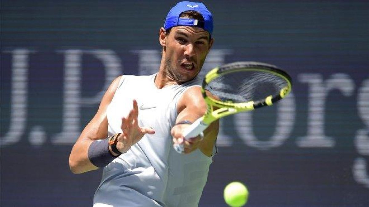 Rafa Nadal durante un entrenamiento previo al Abierto de Estados Unidos en el Centro Nacional de Tennis Billie Jean King (Nueva York).-GETTY IMAGES / STEVEN RYAN