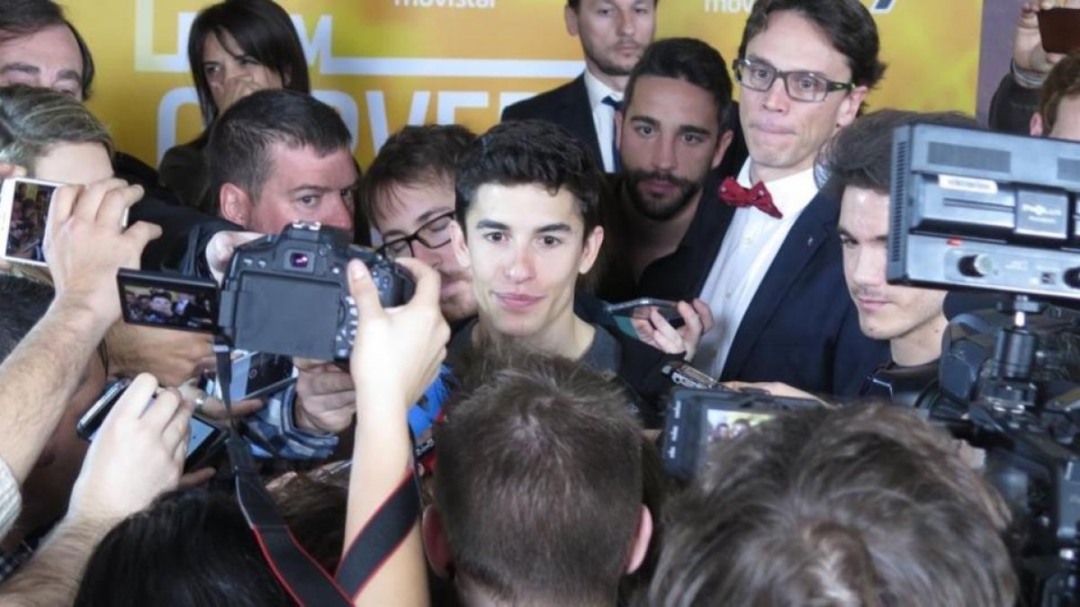Marc Márquez (Honda), hoy en la presentación de la película que ha hecho Movistar+ y Dorna sobre su quinto título mundial.-EMILIO PÉREZ DE ROZAS