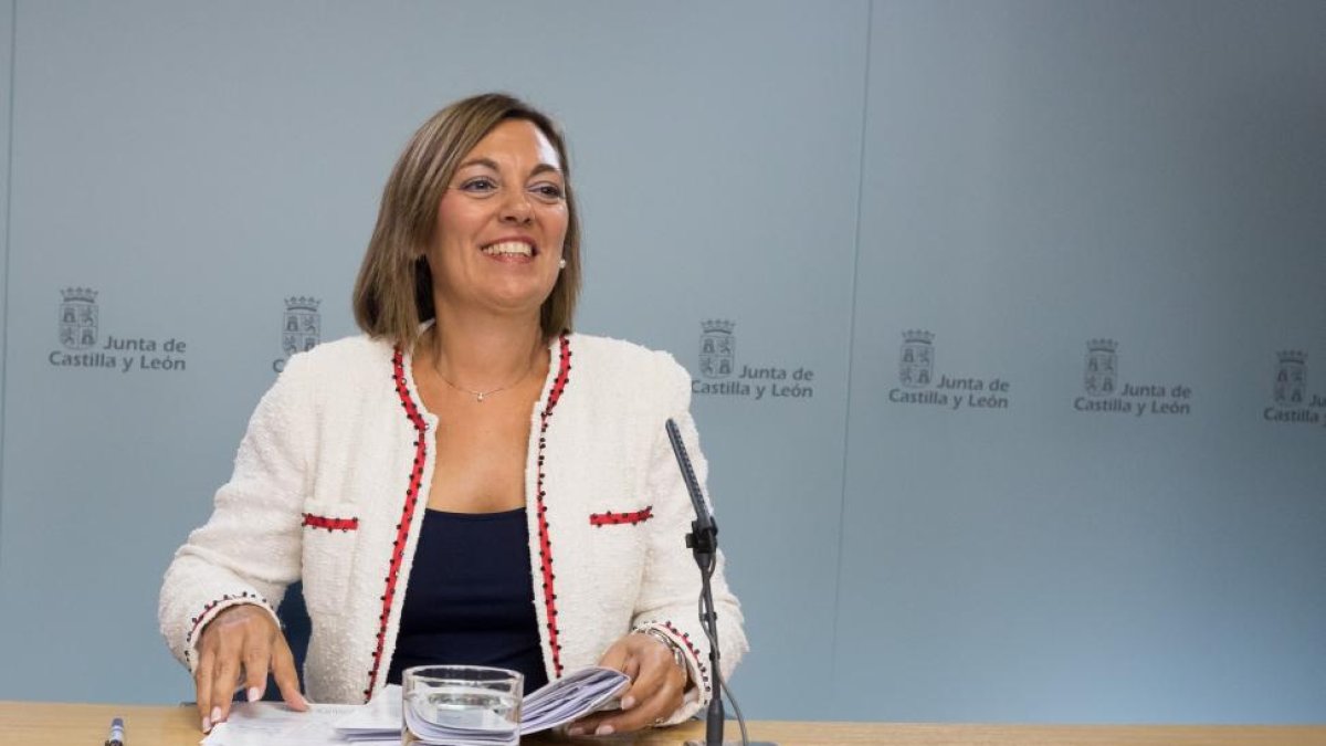 La consejera de Agricultura y Ganadería y portavoz de la Junta de Castilla y León, Milagros Marcos, comparece en la rueda de prensa posterior al Consejo de Gobierno.-ICAL
