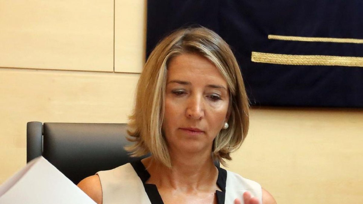 La consejera Alicia García, ayer, durante su intervención en la comisión, en las Cortes, para explicar los pasos dados por su departamento en el caso de Sara.-ICAL