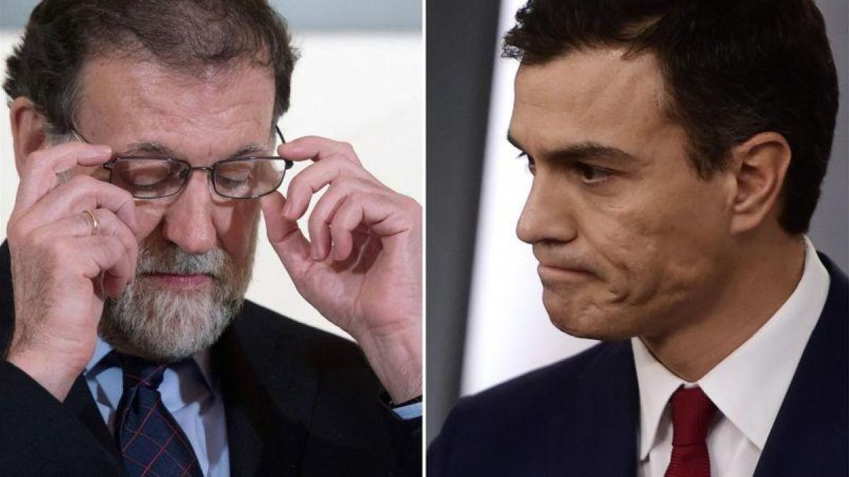 Mariano Rajoy y Pedro Sánchez en dos imágenes de archivo.-AFP
