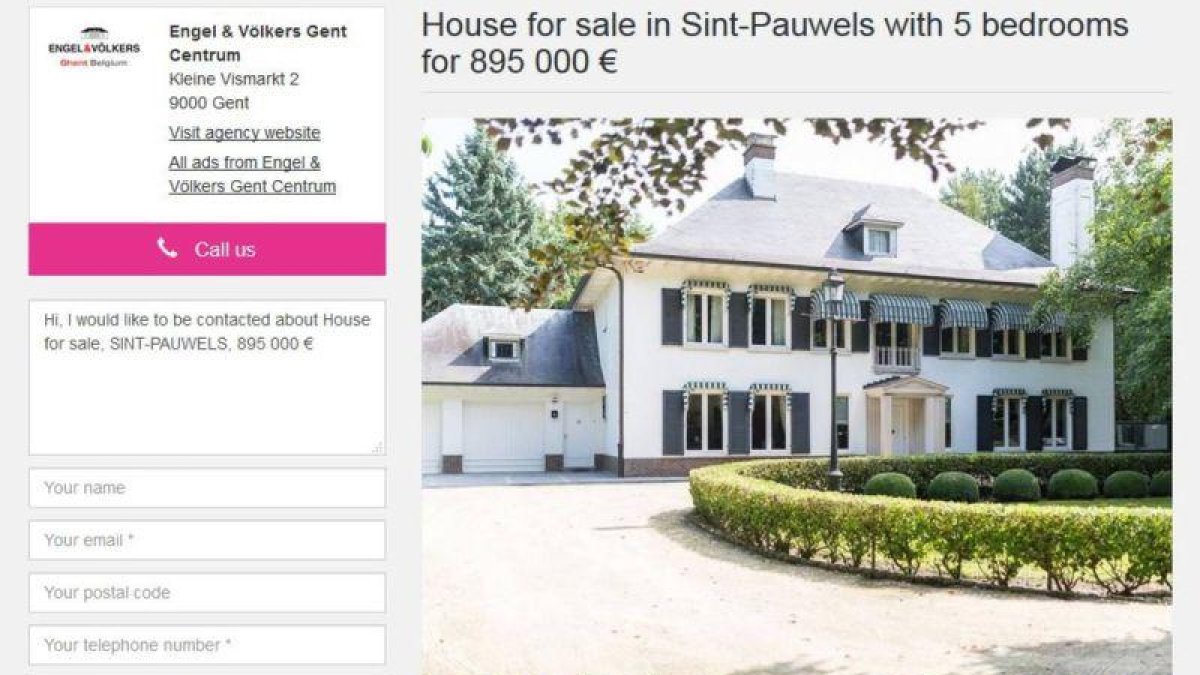 Anuncio de venta de la mansión donde Puigdemont pasa algunos fines de semana en Bélgica.-LOGIC INMO