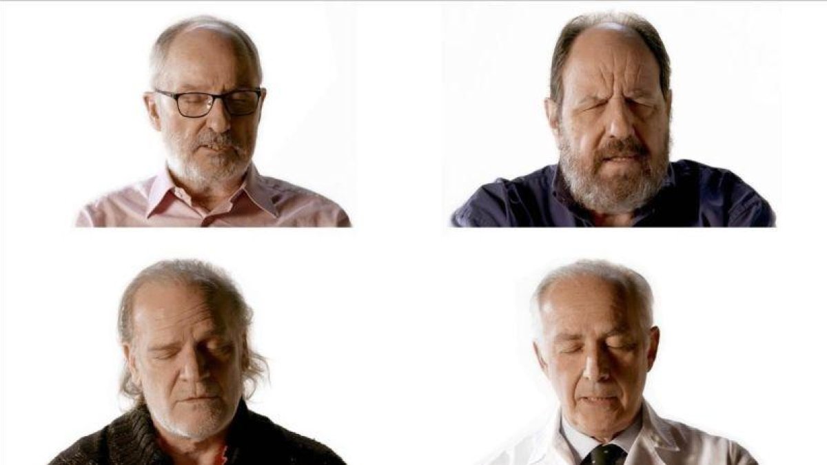 Rafael Ribó, Josep Maria Pou, Lluís Homar y el doctor Borja Corcóstegui, en las imágenes de la campaña.-EL PERIÓDICO