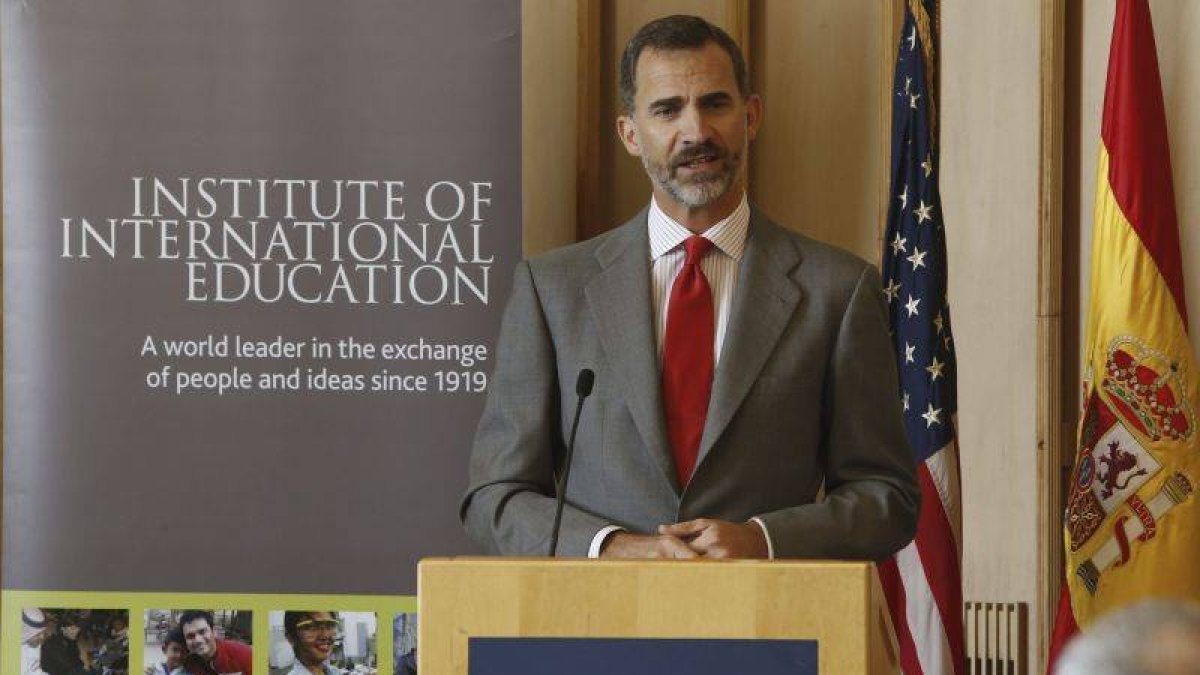 El Rey, en el Instituto de Educación Internacional de Nueva York.-Foto: EFE
