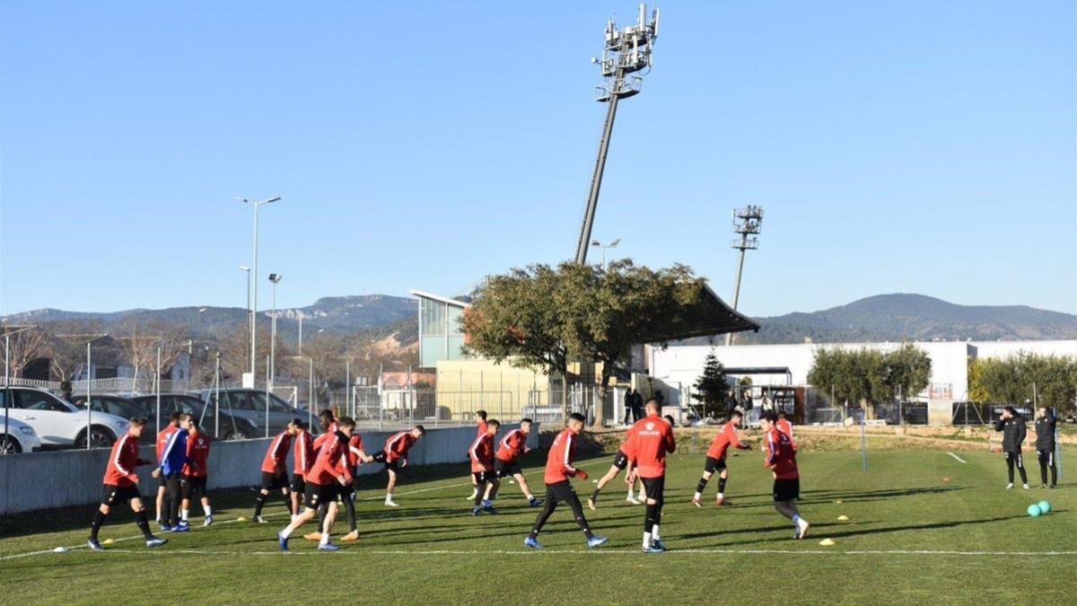 Un entrenamiento del Reus Deportiu.-
