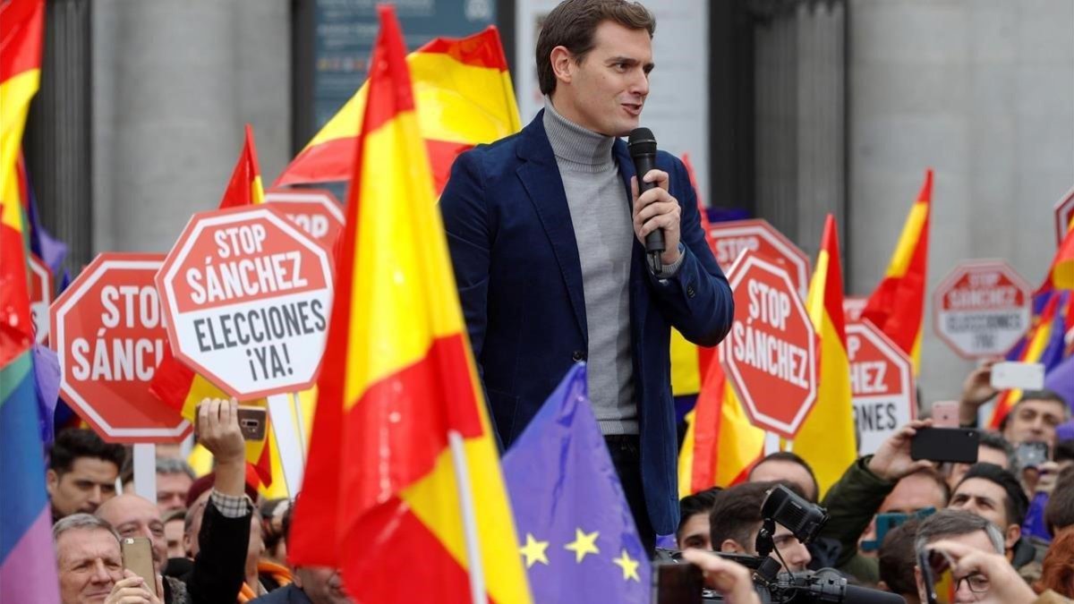 El líder de Ciudadanos, Albert Rivera, en la concentración de Madrid.-J.J. GUILLÉN (EFE)