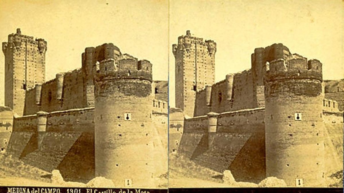 Imagen estereoscópica del Castillo de la Mota.-F. M. F. / COLECCIÓN MANUEL MARTÍNEZ