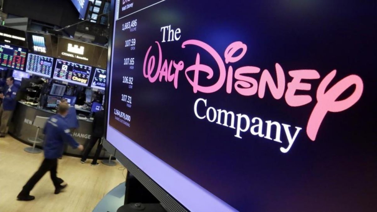 Logo de la compañía Disney en el Stock Exchange de Nueva York, donde presentó sus resultados económicos.-RICHARD DREW