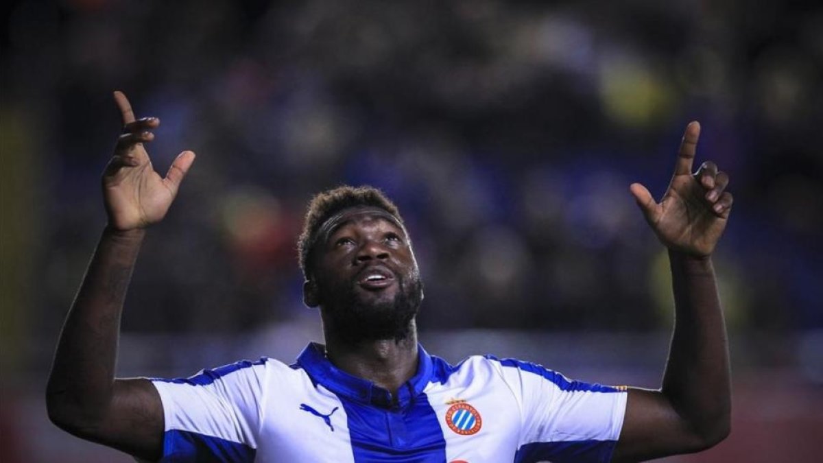 Felipe Caicedo, en un partido con el Espanyol.-