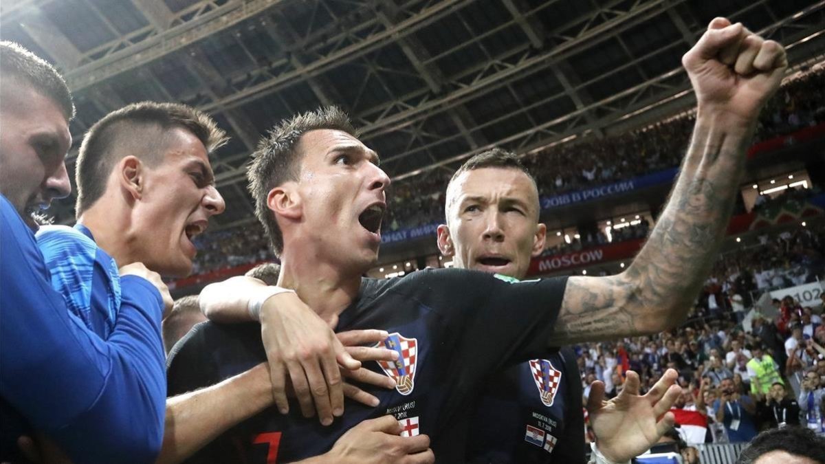 Mario Mandzukic celebra el gol que clasificó a Croacia para la final del Mundial. /-AP / FRANK AUGSTEIN