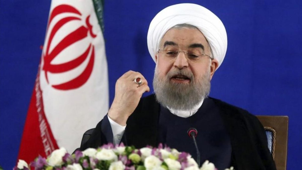 Hasán Rohani, en la rueda de prensa de este lunes, 22 de mayo.-EFE