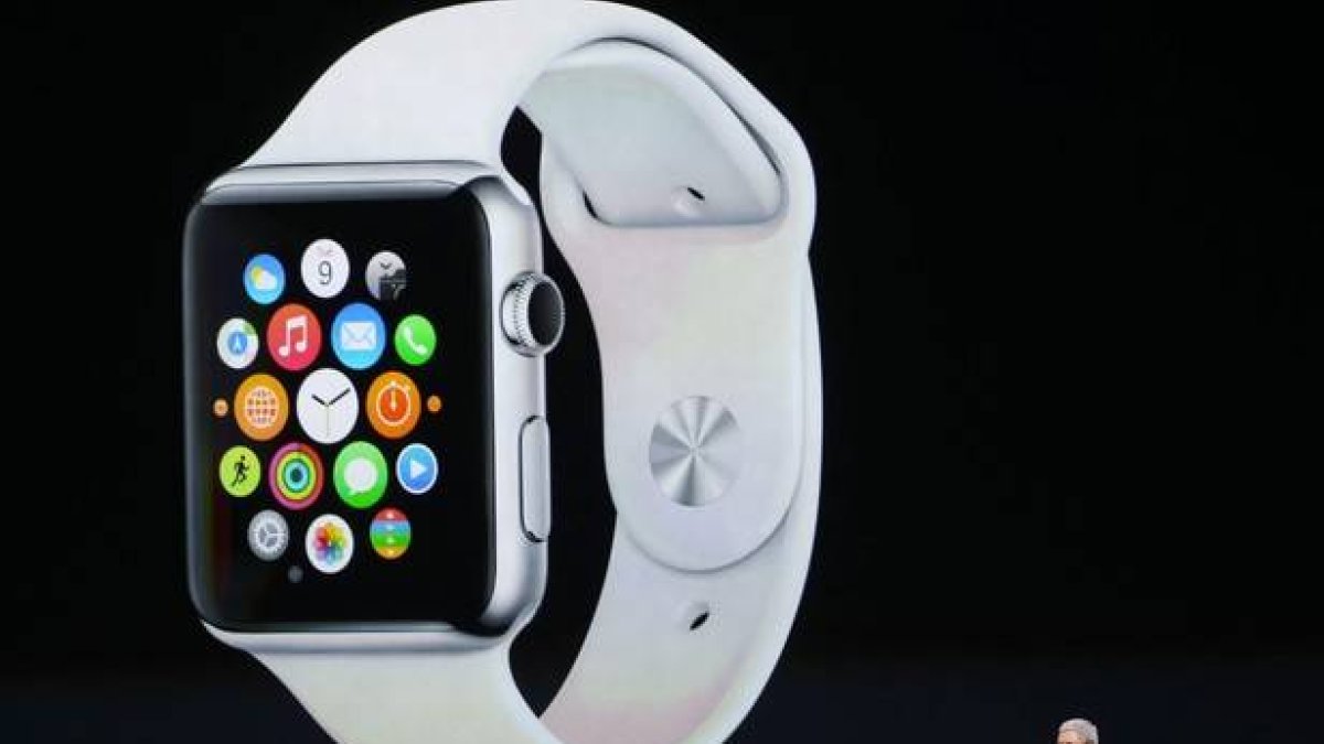 Imagen del Apple Watch tomada en la presentación de este martes en Cupertino (California)-