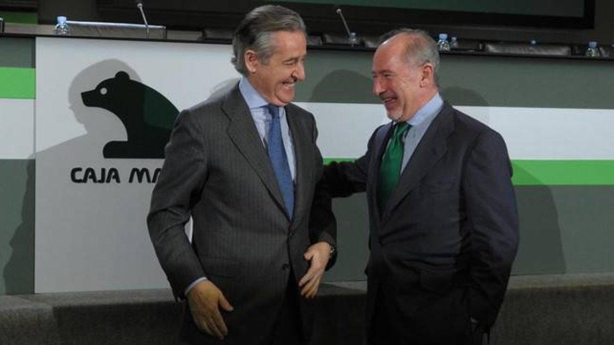 Miguel Blesa y Rodrigo Rato, en la asamblea general de Caja Madrid del 2010.-